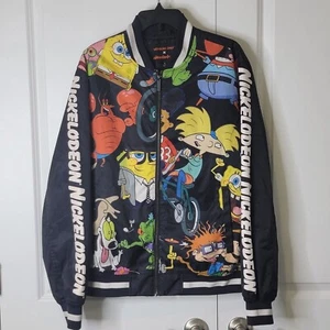 Members Only Unisex Sz M Nickelodeon Varsity Bomber Jacket Ren Stimpy SpongeBob - Picture 1 of 13