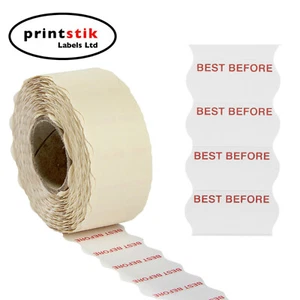 45,000 26 X 12mm WHITE PERMANENT WITH RED BEST BEFORE PRICE GUN LABELS ,CT4 - Picture 1 of 4
