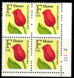 F Flower Tulip Plate Block of 4 PL U1112 MNH Scott's 2517 Lower Right Position - Picture 1 of 2