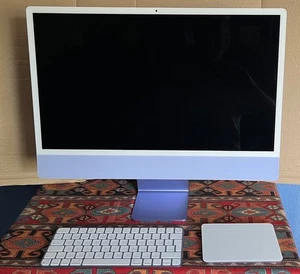 Apple M1 iMac 24-inch 8GB RAM 512GB SSD - Purple, in superb condition - Zdjęcie 1 z 12