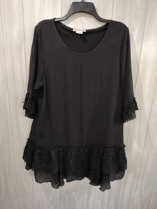Women's Lady Noiz Gothic Bell Sleeve Tunic Top Size XL Alternative Emo - Picture 1 of 7