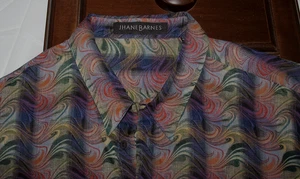 Jhane Barnes XXL 90s Rainbow Trippy Shirt Made in Hong Kong Cotton RARE - Picture 1 of 8