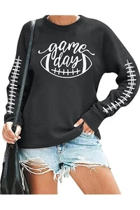 Felpa donna giornata di gioco calcio carina calcio stampa grafica pullover - Foto 1 di 13