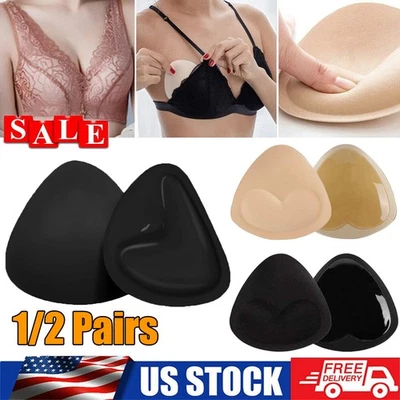 2 Pairs Double-Sided Adhesive Pads Sticky Bikini Padding Inserts for Sports Bra - Image 1 of 4