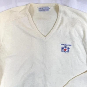 Vintage 80’s Canadian Mist Sweater Size XL Off White USA Made by Sportswear - Picture 1 of 9