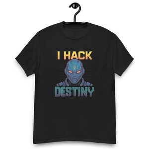 I Hack Destiny Cyberpunk Graphic Tee Voiceritzy Men’s Cotton Streetwear T-Shirt - Picture 1 of 7
