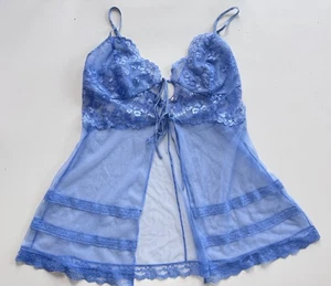 Victoria's Secret Sheer Blue Fly-Away Babydoll Lingerie Slip Women’s Size S - Picture 1 of 5