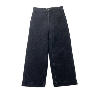 Everlane Corduroy Pants Women 12 Black Relaxed Baggy Wide Leg Stretch Cotton - Image 1 of 4