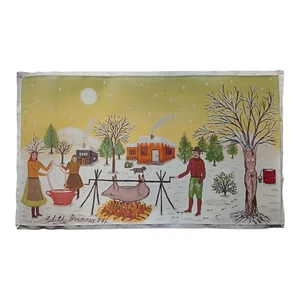 *HH* Quadro Tela Dipinto Naif Edith Brenner 1977 Painting Budapest Ungheria - Foto 1 di 15