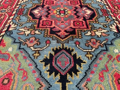 4x6 NEW BLUE WOOL RUG HANDMADE HERIZ ORIENTAL handwoven soft tribal oushak pink - Image 1 of 4