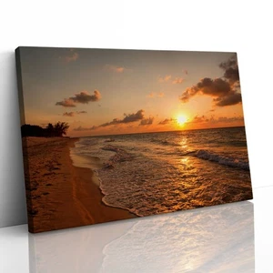 Strand Sonnenuntergang Varadero Kuba gerahmter Leinwanddruck Bild Wandbild - Bild 1 von 29