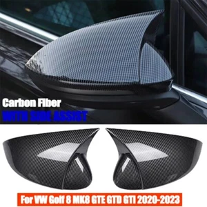 For VW Golf 8 MK8 GTE GTD GTI R-Line Side Mirror Cover Caps Carbon Fiber - Picture 1 of 7