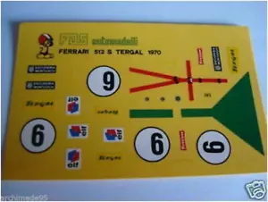 1/43 décalcomanies CAR FERRARI 512S 1000 KM PARIGI 1970 - Picture 1 of 1