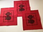 Cloth Placemats Egyptian Egypt Red Fish Pattern Set of 3 15x17" NWOT