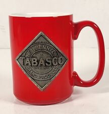 Vintage Tabasco Brand Pepper Sauce Red Coffee Cup Mug Pewter Logo Preowned