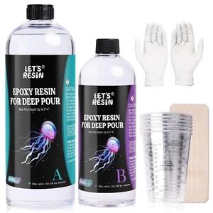 Deep Pour Epoxy Resin 1.5L Kit, 2-4" Pour Depths Clear Epoxy Resin - Picture 1 of 6
