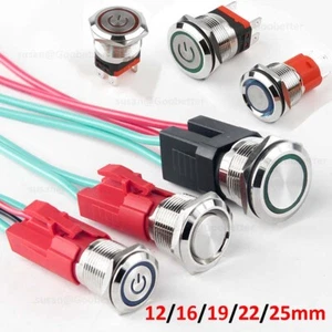 Metal Push Button Switch Momentary / Latching illuminated ON/OFF Switch 24V 220V - Picture 1 of 29