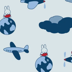 Fat Quarter Miffy Around The World Planes Grey 100% Cotton Quilting Fabric - Picture 1 of 1