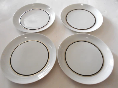 Block Bidasoa 4 件套沙拉盘 7 3/4 英寸白色带黑色和白金 — 第 1/3 张图片