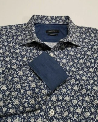 Bugatchi Men's XL Floral Classic Fit Long Sleeve Button Up Sport Shirt Blue NWT - Image 1 of 4
