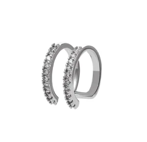 1Pc Silver Plated Double Layers CZ Ear Cuff Earring No Pierced Clip On Gift S13 - Picture 1 of 14