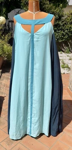 34 US ABITO Lungo Turchese Ottanio Turquoise and Teal Dress Türkis lange Kleid - Foto 1 di 18