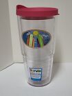   Tervis Beach Surfboards Sun Tumbler 24 Oz. Double Insulated With Pink Lid EUC 