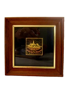 Toledo Spain Miniature Engraving High Relief Framed Artwork. Gold & Copper Metal - Picture 1 of 5