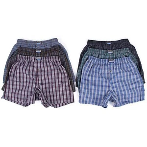 Herren Boxershorts Karomuster gewebt Baumwolle reich Unterwäsche lockere Passform kurze Trunks - Bild 1 von 1