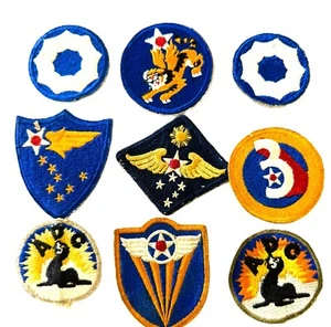 Vintage WWII Patches US Army, Army Air Force, Alaska Defense lot of 9 - Picture 1 of 11