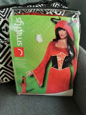 Reina Demoníaca con Vestido y Cuernos Adjuntos Damas Halloween Elegante Vestido TALLA S 8-10 Foto 1 de 3