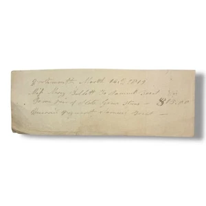 1819 Portsmouth NH Handwritten Slate Gravestones Receipt Signed by Samuel Treat - Picture 1 of 4