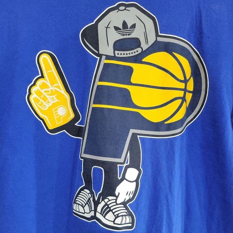 Vintage Indiana Pacers T-Shirt Mens M NBA Basketball Adidas Logo Blue Sports Cover