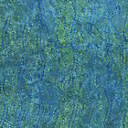 Island Batik - Paon Galore - plume de paon ondulée - lagon foncé, tissu BTY