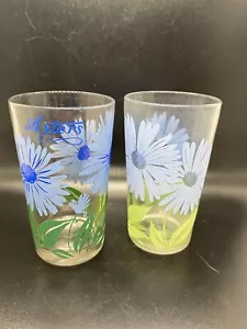 Vintage Boscul Peanut Butter Glasses Aster Flowers Set Of 2 - Picture 1 of 4