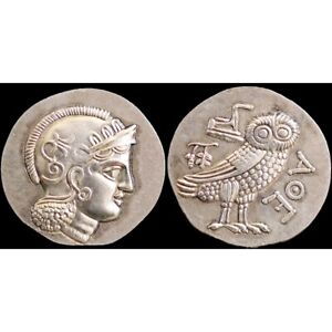 305-294 BC Ancient Greek Coin Athena and Owl - Silver Plated Didrachm 21mm