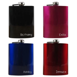PERSONALISED Girls Hip Flask Stainless Steel 7oz Wedding Bridesmaid Skiing Gift - Picture 1 of 31