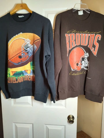2 vintage Men's 1990's Nutmeg Mills brand NFL CLEVELAND BROWNS sweatshirt XL Cover