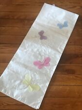 Estate Long Cream Rayon w Embroidered Appliqued Pastel Butterflies Easter Spring
