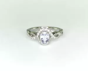 Ceylon Sapphire and Cubic Zirconia Infinity Loop Sterling Silver Ring Size 6 - Picture 1 of 3