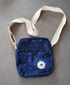 Umhänge Tasche aus Stoff WEIMEI blau beige mit Punkten - Bild 1 von 2
