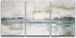 Gray Abstract Wall Art Canvas Prints Set of 3 - Picture 1 of 5