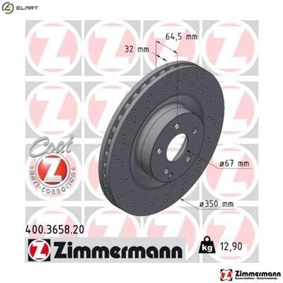 2x BRAKE DISC 400.3658.20 FOR MERCEDES-BENZ OM 651.961 2.1L 4cyl S-CLASS 3.0L - Image 1 of 4