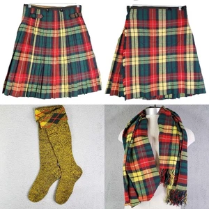 Vintage Wool ? Kilt Mens One Size Plaid Scottish Tartan Heavy Halloween Bagpipe - Picture 1 of 13