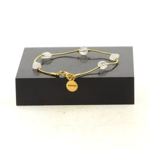 Pulsera Acero Dorado Inoxidable 5 Cuentas Piedra Lunar de India De Hecho - Imagen 1 de 2