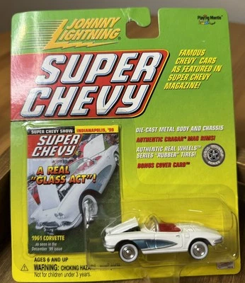 JOHNNY LIGHTNING - SUPER CHEVY ▪︎ 61' WHITE CORVETTE - 1:64 DIECAST CAR 🚨 NIP! - Image 1 of 4