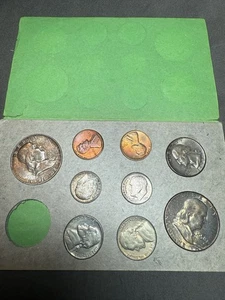 1958 Silver Double Mint Set One Envelope 9 Coins Massive Toner Toner - Picture 1 of 8
