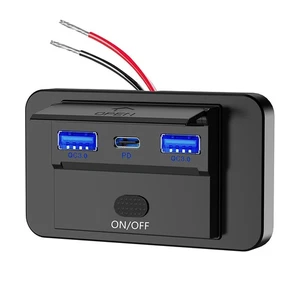 Quick Charge 3.0 Car Charger Socket with Power Switch Dual USB Ports 12V Outlet - Picture 1 of 7