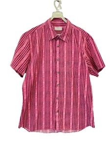 H72# Prada Men’s Button Up Shirt Pink Red Striped Geometric Pattern Size 44 / 17 - Picture 1 of 9