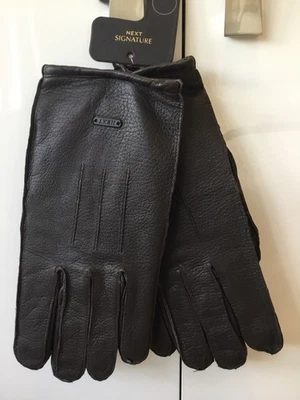 Men’s NEXT Signature Cashmere Lined Brown Leather Gloves Size L Large BNWT - Image 1 of 4